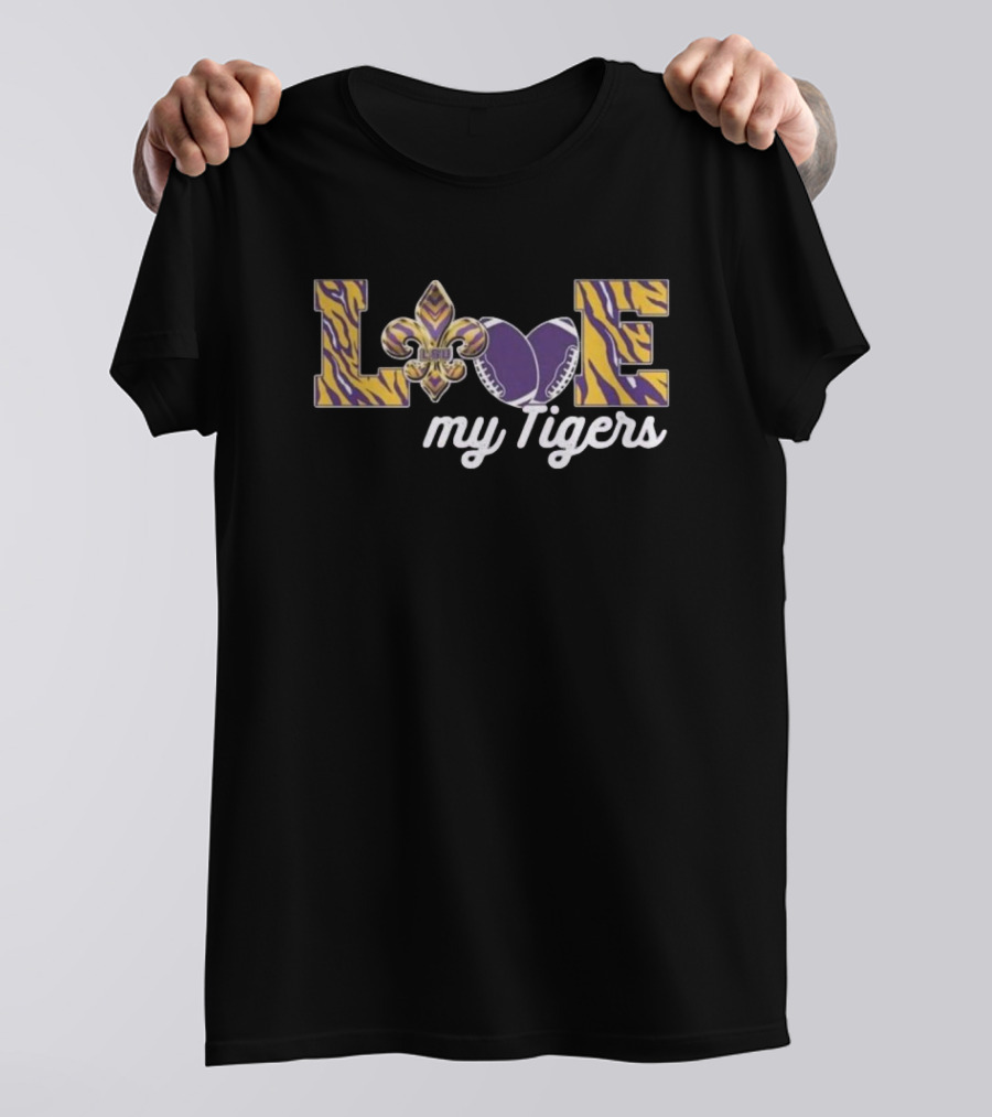 LSU Tigers Love My Tigers Fleur-de-Lis Football T-Shirt