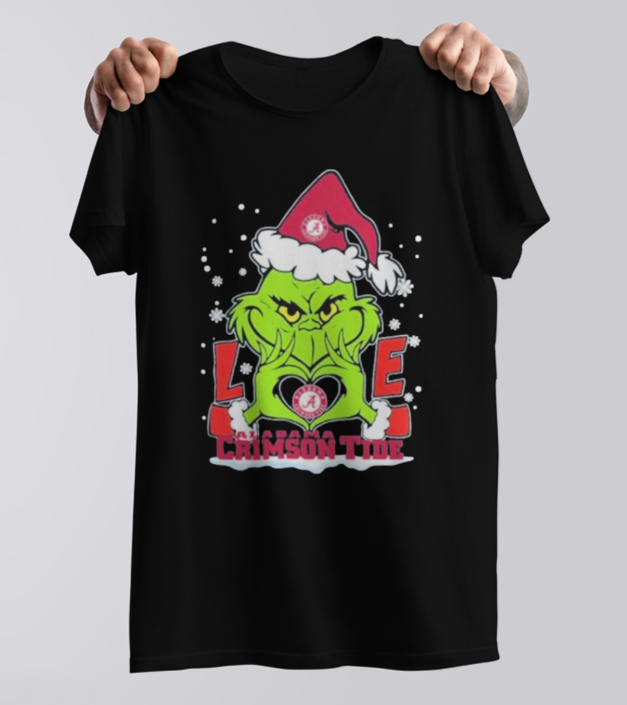 The Grinch Love Crimson Tide Alabama Football Christmas T-Shirt