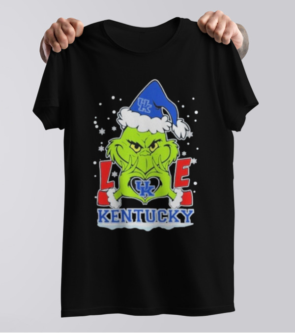 Grinch Love Kentucky Wildcats Football Christmas T-Shirt
