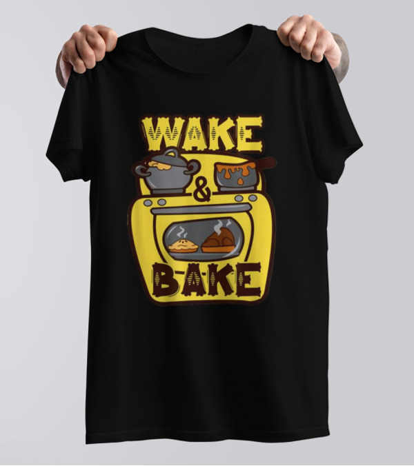 Wake Bake Thanksgiving Turkey Feast Meal Dinner Chef Funny Cooking T-Shirt