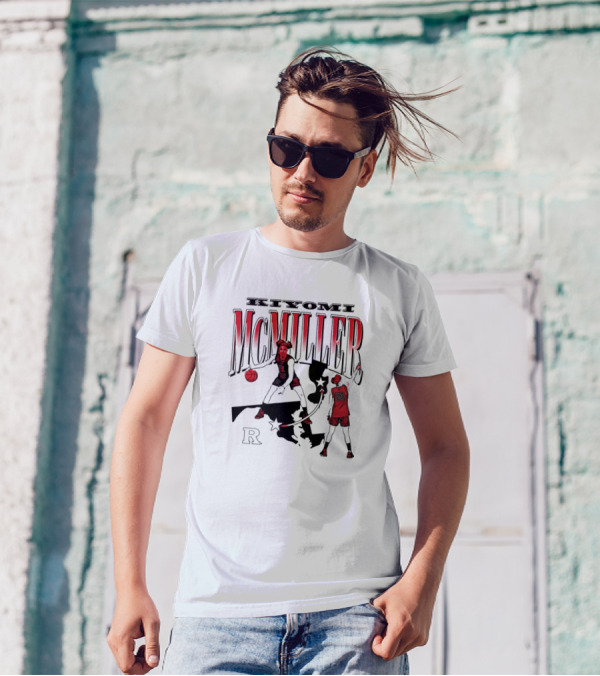 Kiyomi McMiller Rutgers Scarlet Knights Basketball Red State Map T-Shirt