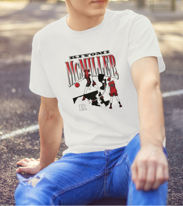 Kiyomi McMiller Rutgers Scarlet Knights Basketball Red State Map T-Shirt