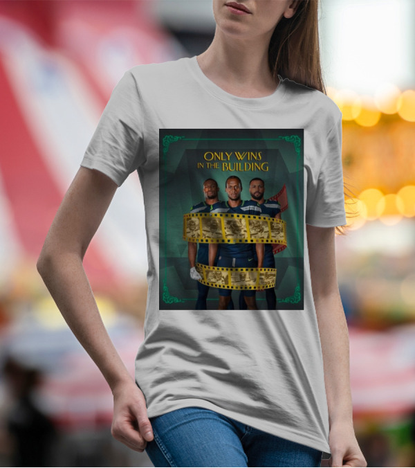 ONLY WINS IN THE BUILDING SEATTLE SEAHAWKS FILM STRIP BACKGROUND T-Shirt