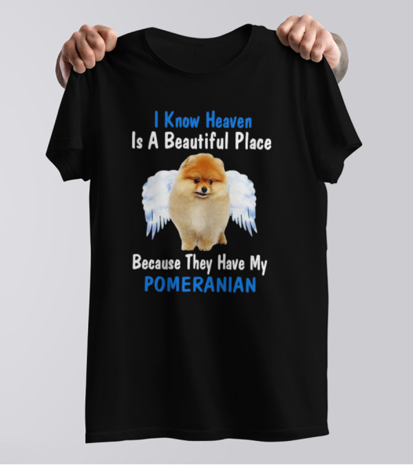 I Know Heaven Is A Beautiful Place Because They Have My Pomeranian Angel Wings T-Shirt