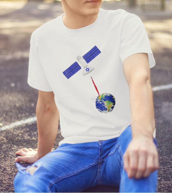 Jewish Space Laser Satellite Targeting Earth With Star Of David T-Shirt