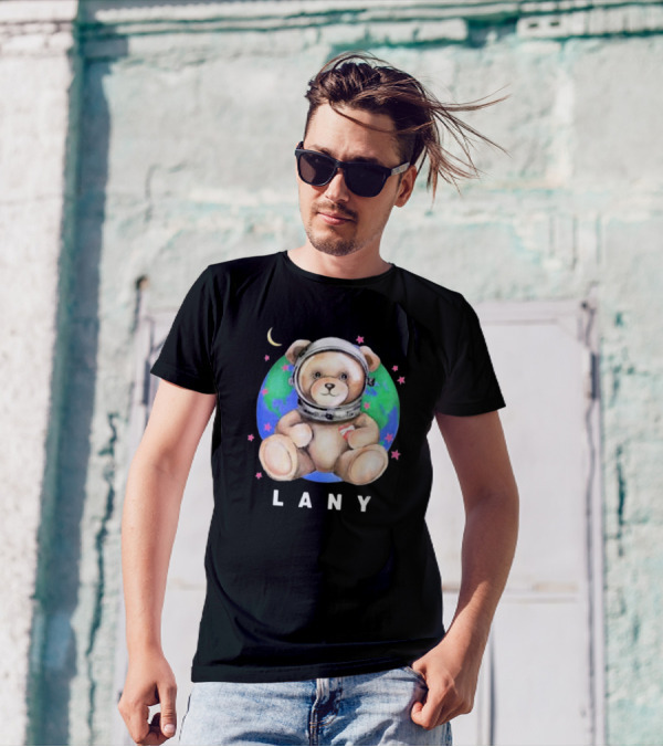 Lany Astro Bear Space Helmet Earth Moon Stars T-Shirt