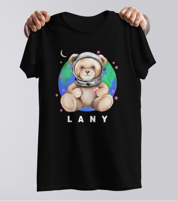 Lany Astro Bear Space Helmet Earth Moon Stars T-Shirt