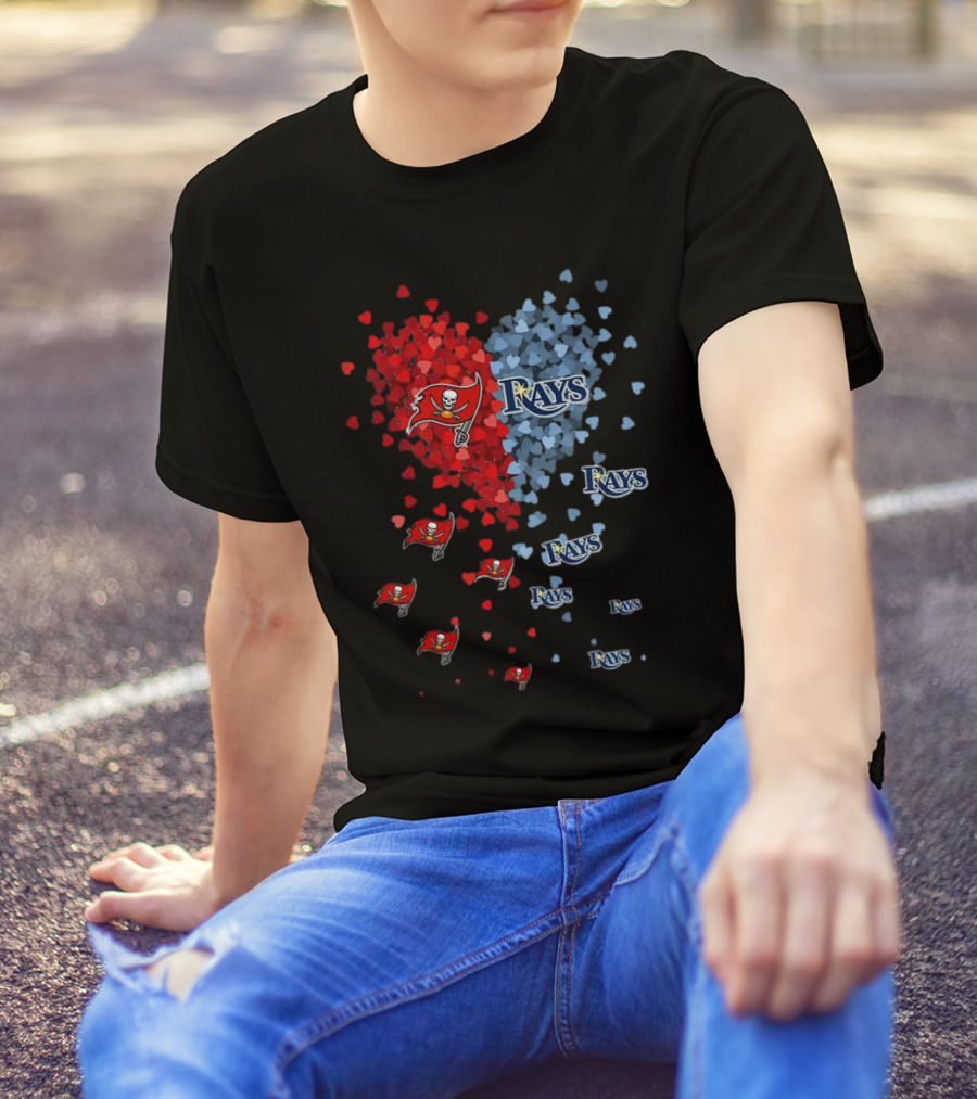 Heart Of Tampa Bay Buccaneers And Rays Fan Spirit T-Shirt