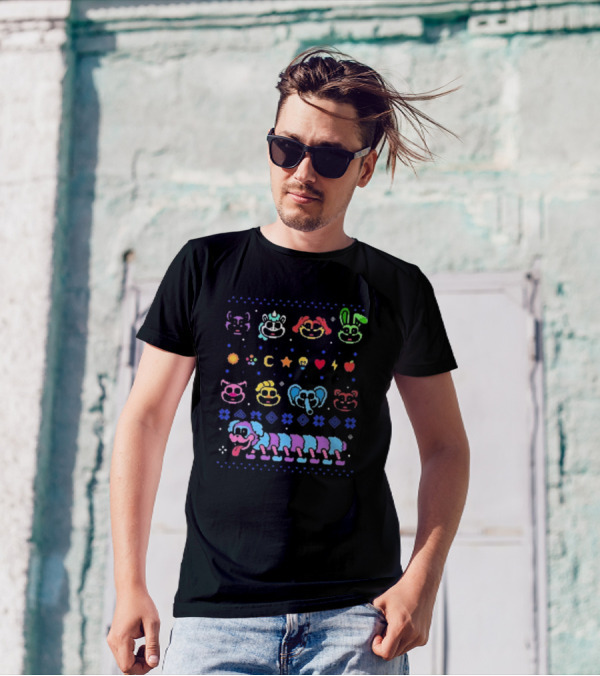 Smiling Critters Holiday Sweater Colorful Characters And Icons T-Shirt