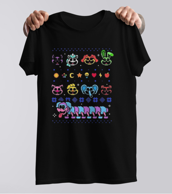 Smiling Critters Holiday Sweater Colorful Characters And Icons T-Shirt