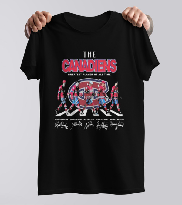 The Canadiens Greatest Player Of All Time Yvan Cournoyer Henri Richard Guy Lafleur Jean Beliveau Maurice Richard Signatures T-Shirt