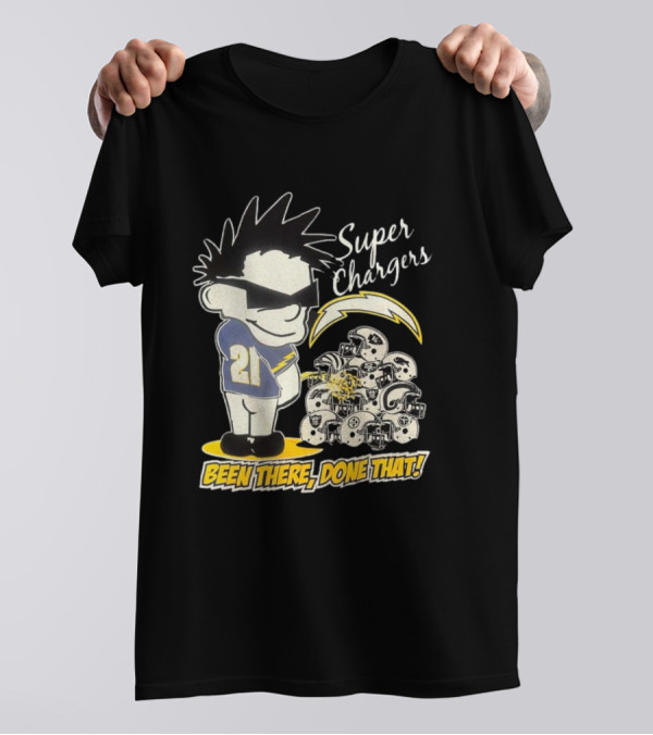 Los Angeles Chargers Super Chargers Been There Done That Vintage 21 Player Helmets T-Shirt