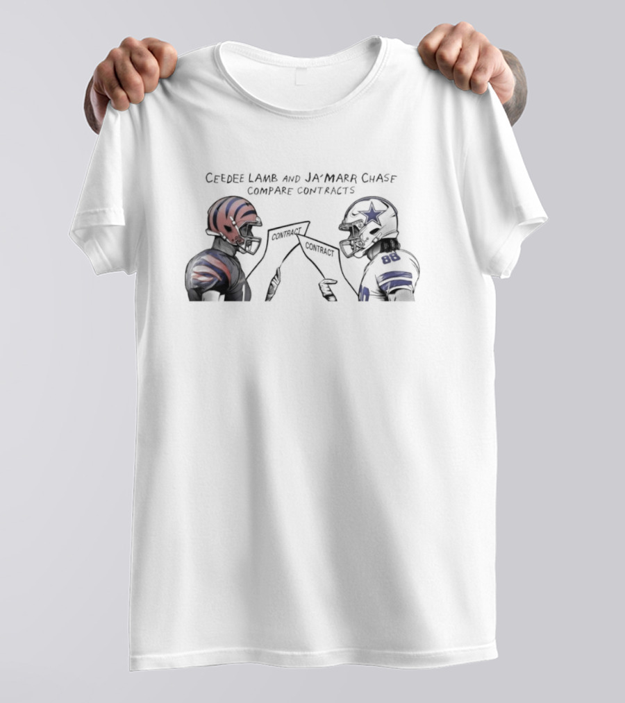 Ceedee Lamb And Ja’Marr Chase Cowboys Bengals NFL Contracts Comparison T-Shirt
