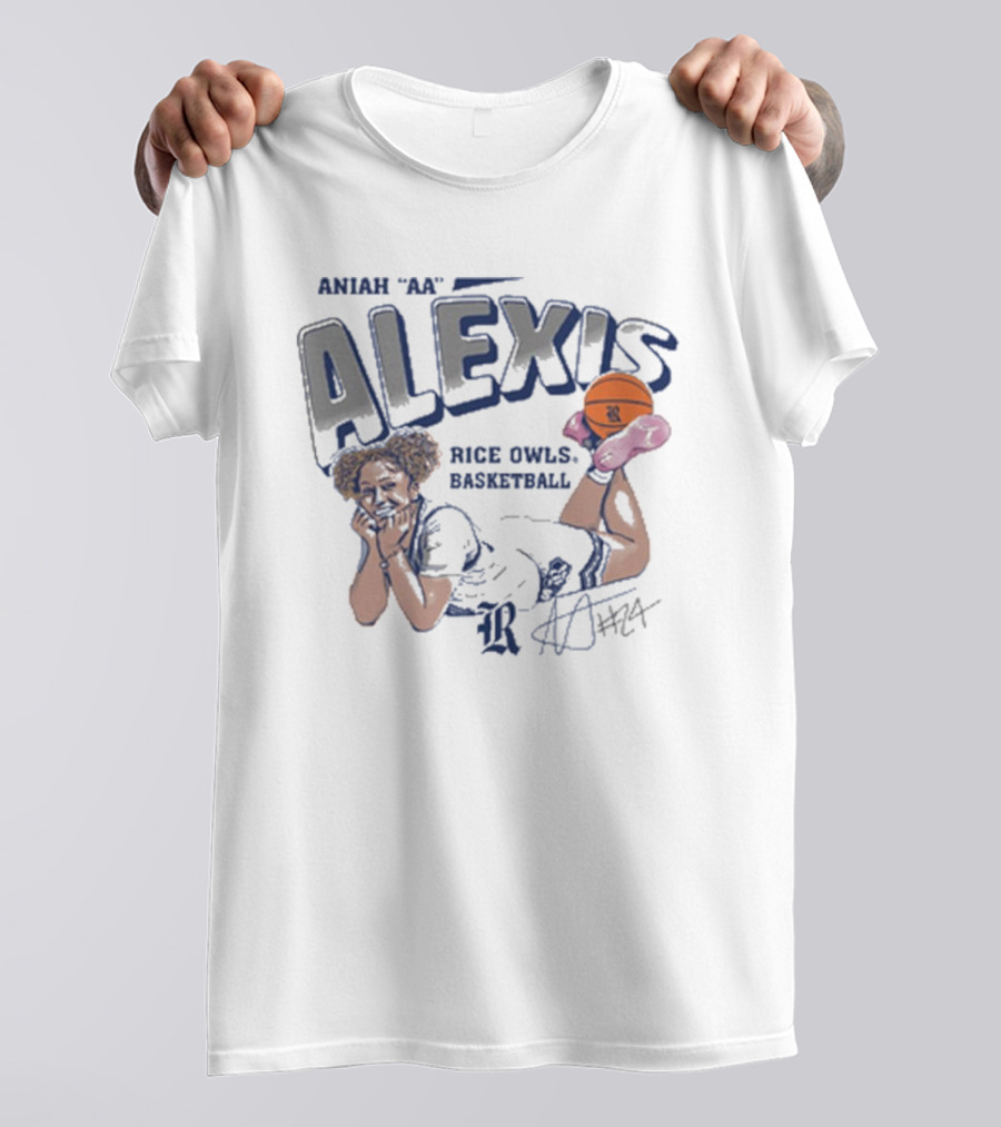 Aniah AA Alexis Rice Owls Basketball Signature #24 T-Shirt