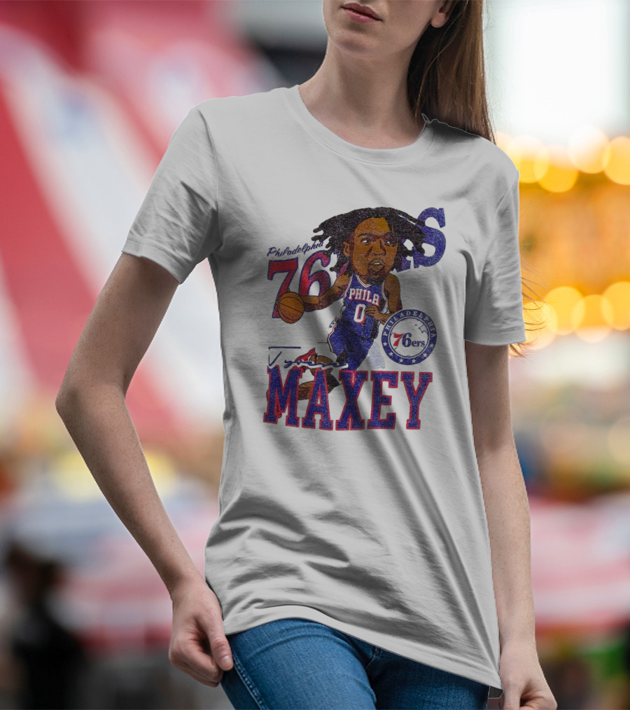 Philadelphia 76ers Tyrese Maxey Caricature Player New Era 76 Philadelphian Phila Maxey 6ers T-Shirt