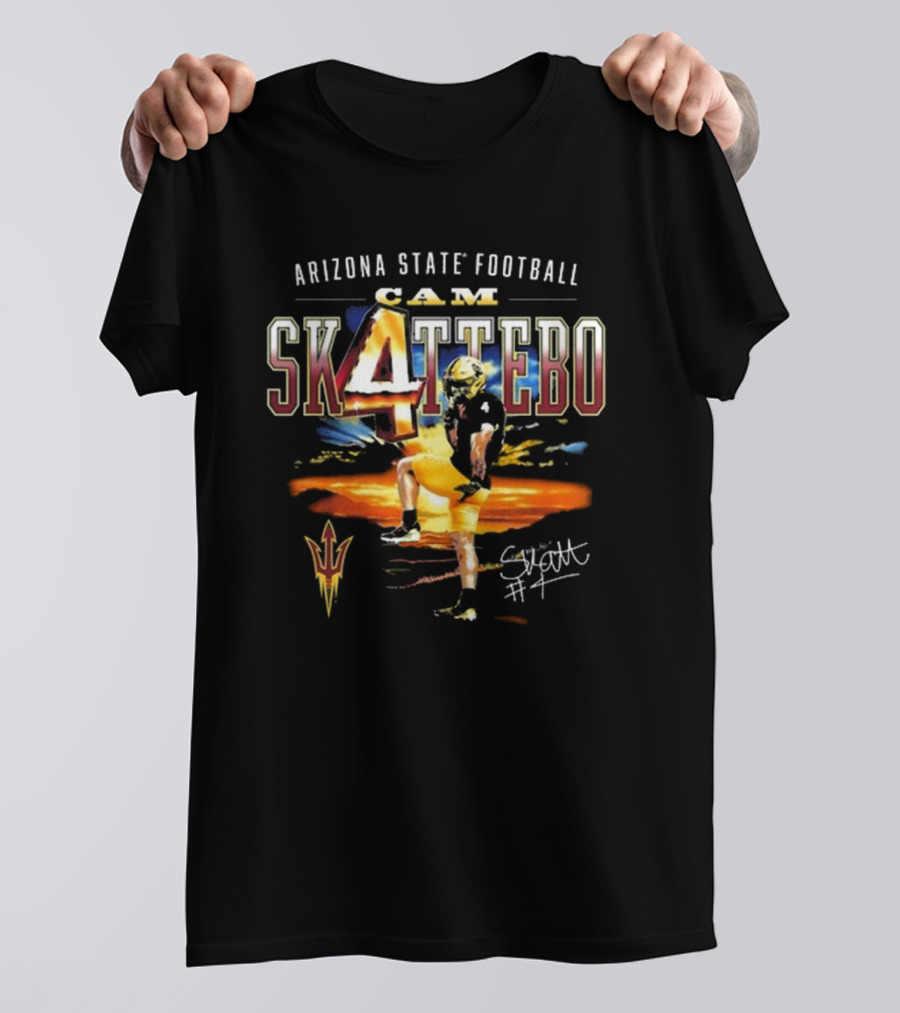 Arizona State Football Cam Skattebo 4 Signature Autograph T-Shirt