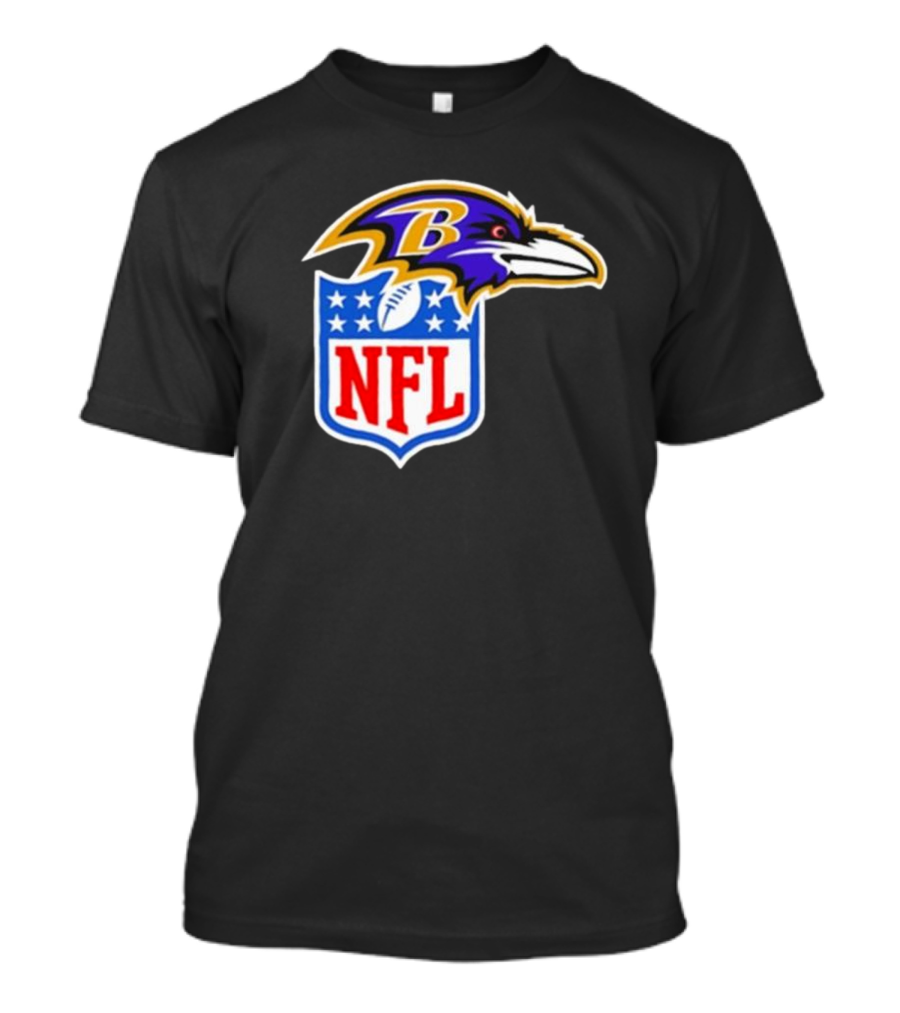 Baltimore Ravens NFL Collaboration Logo Ravens Head Incorporated With Shield T-Shirt