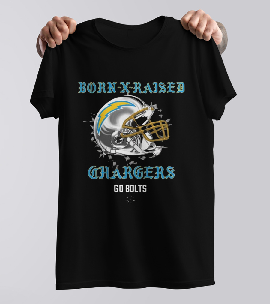 Born X Raised Chargers Helmet Go Bolts T-Shirt