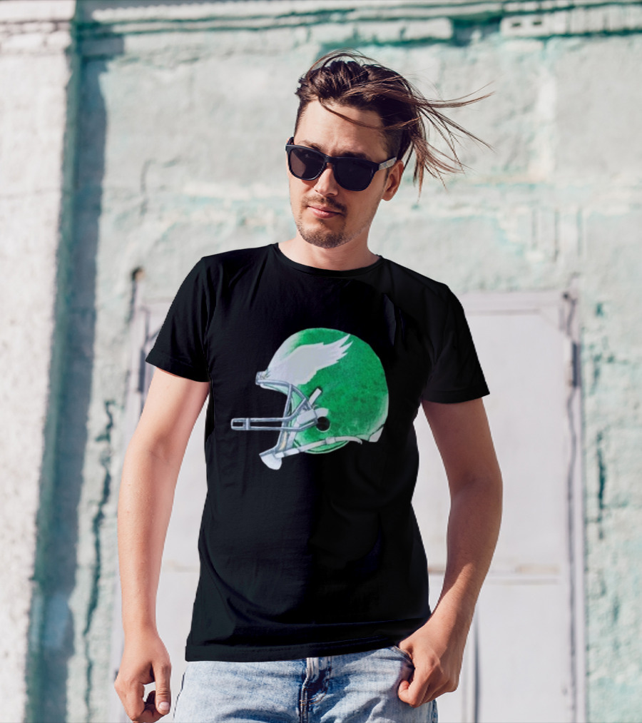 Eagles Green Winged Football Helmet T-Shirt