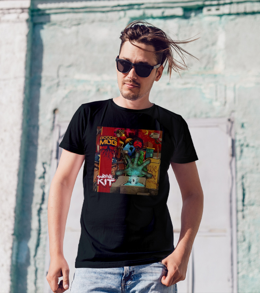 Goodie Mob Survival Kit Hand Album Art With Globe And Graffiti T-Shirt