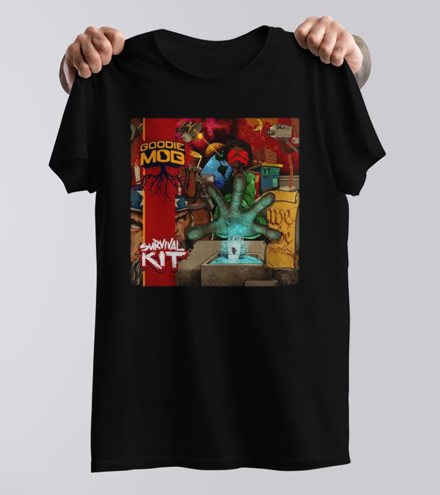 Goodie Mob Survival Kit Hand Album Art With Globe And Graffiti T-Shirt