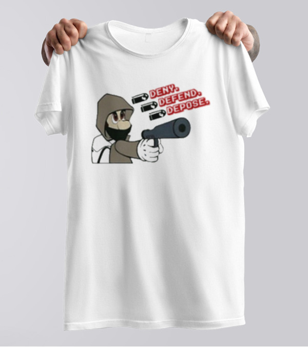 Luigi Mangione Hoodie Character Deny Defend Depose Cartoon Game T-Shirt