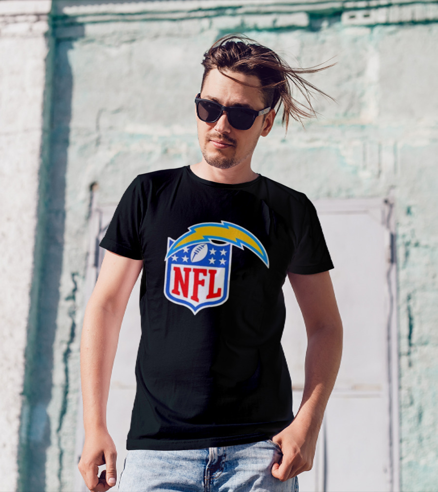 Los Angeles Chargers NFL Lightning Bolt Shield Emblem T-Shirt