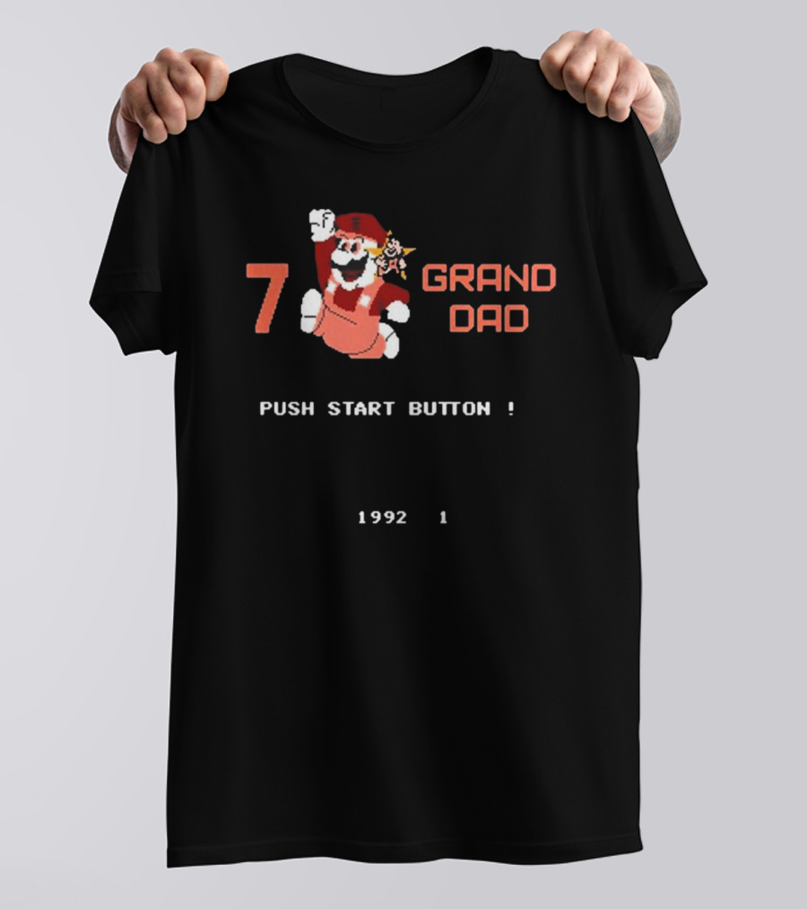 7 Grand Dad Push Start Button 1992 Video Game T-Shirt