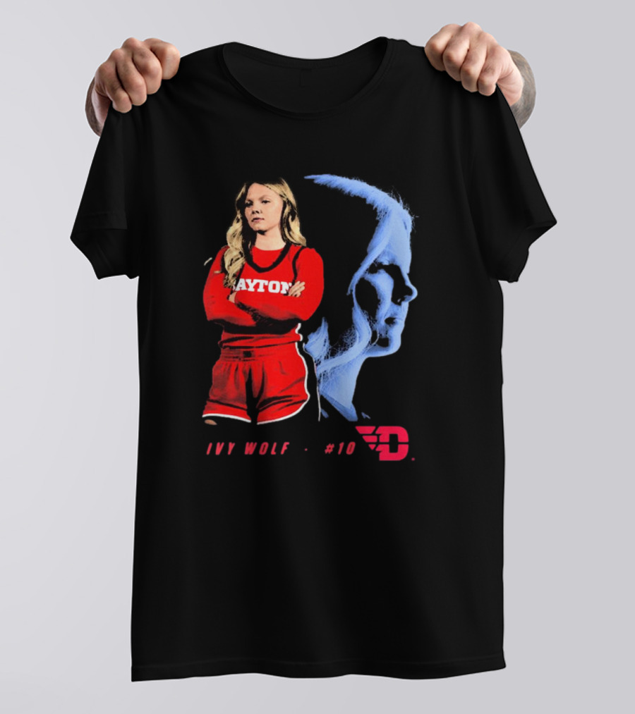Ivy Wolf Dayton Flyers #10 Basketball Portrait With Team T-Shirt