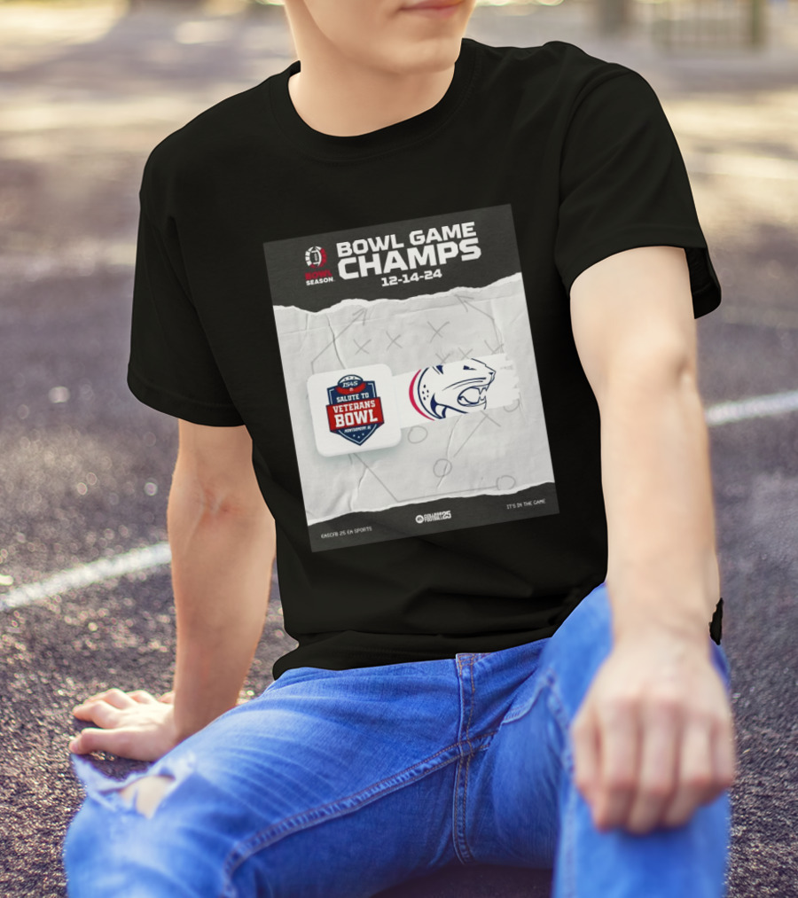 Bowl Game Champs 12-14-24 Salute To Veterans Bowl Season South Alabama Jaguars T-Shirt