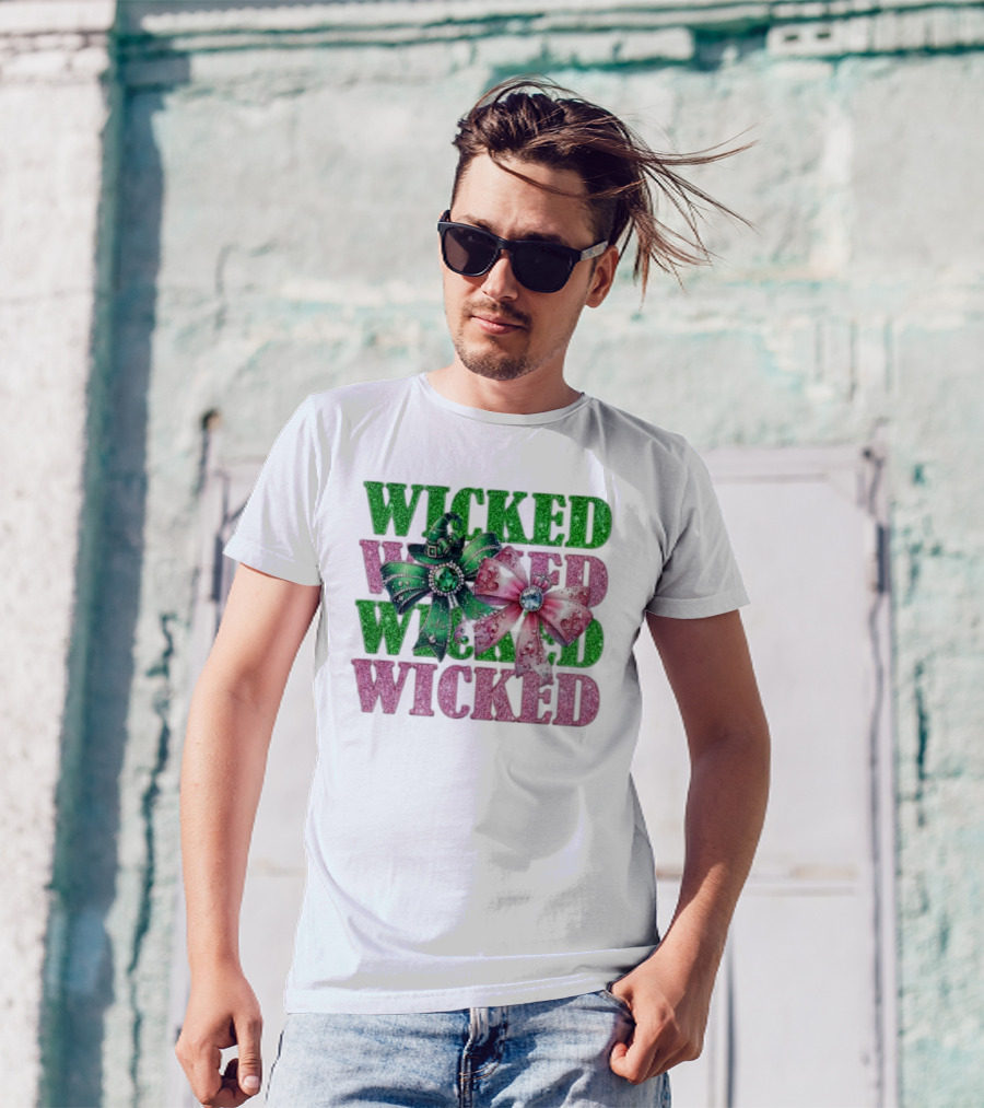 Wicked Coquette Glitter Green Pink Bow Hat T-Shirt