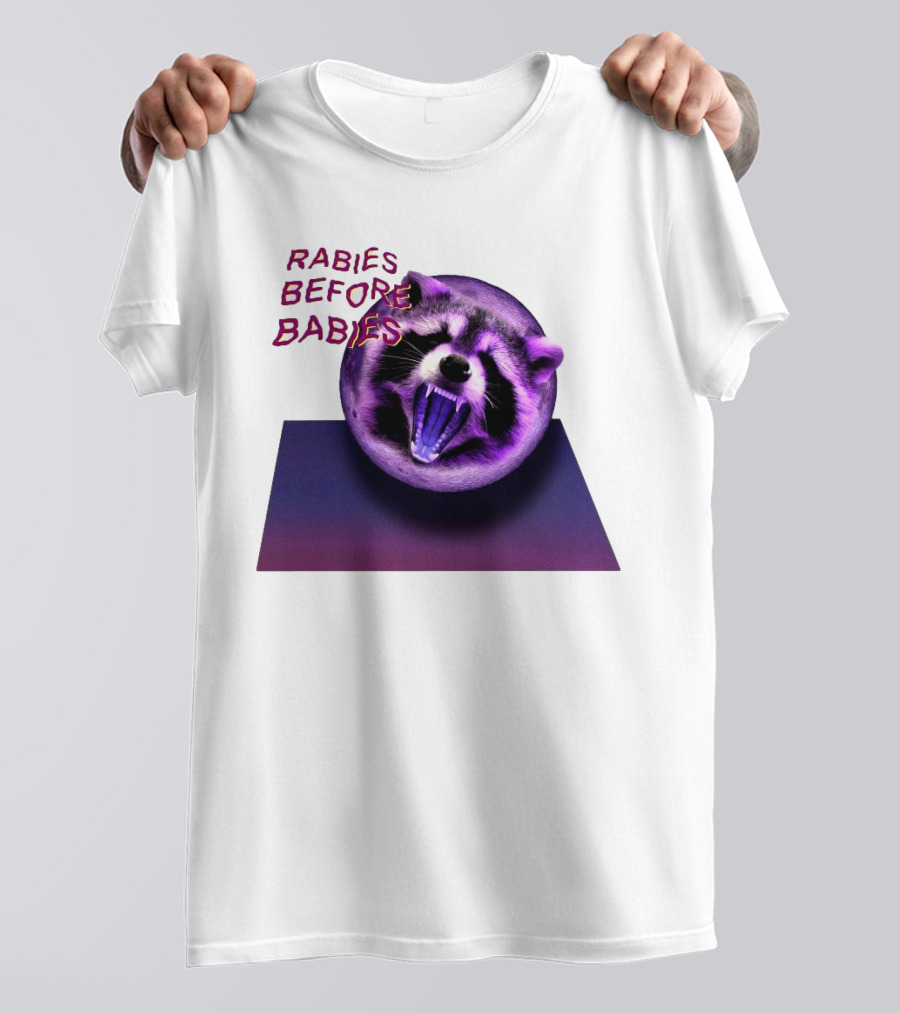 Rabies Before Babies Raccoon Spherical Illusion T-Shirt