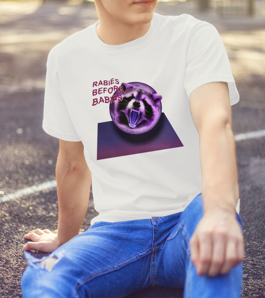 Rabies Before Babies Raccoon Spherical Illusion T-Shirt