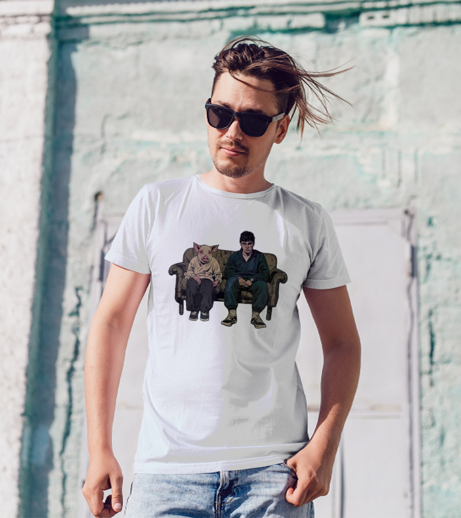 RenMakes Ren Couch Pig Painting Sitting Together T-Shirt
