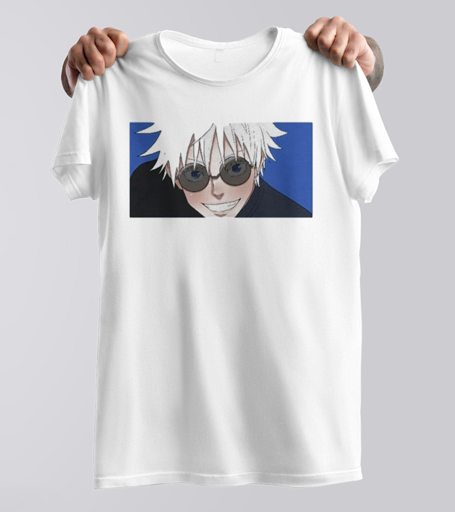 Young Gojo Anime Manga Character Blue Background T-Shirt