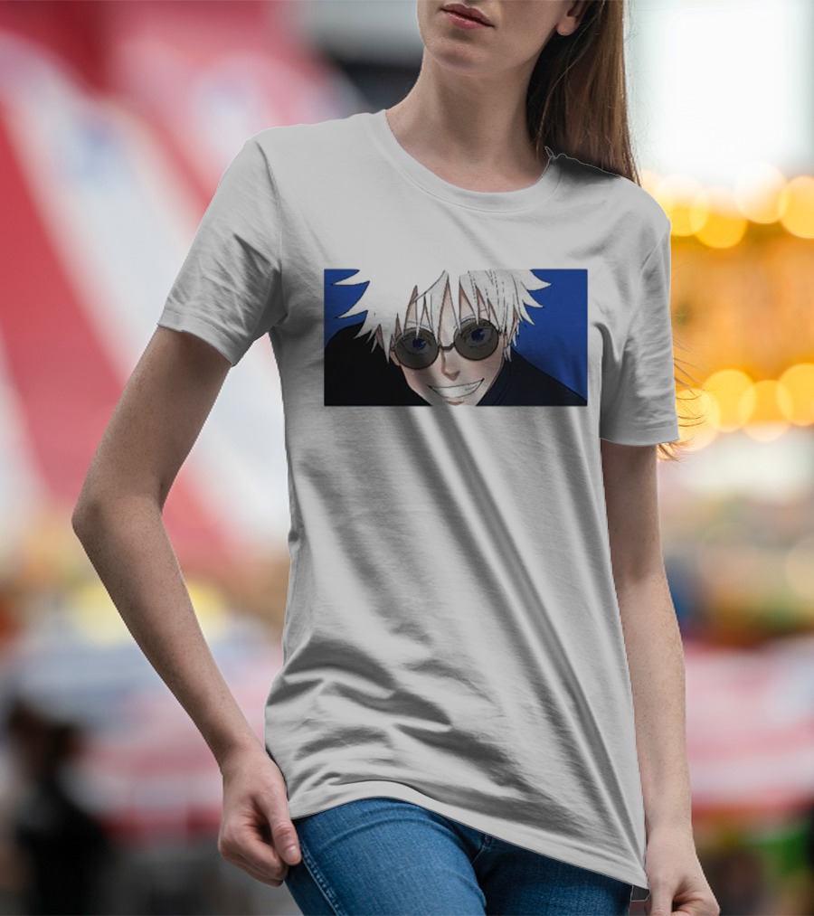 Young Gojo Anime Manga Character Blue Background T-Shirt