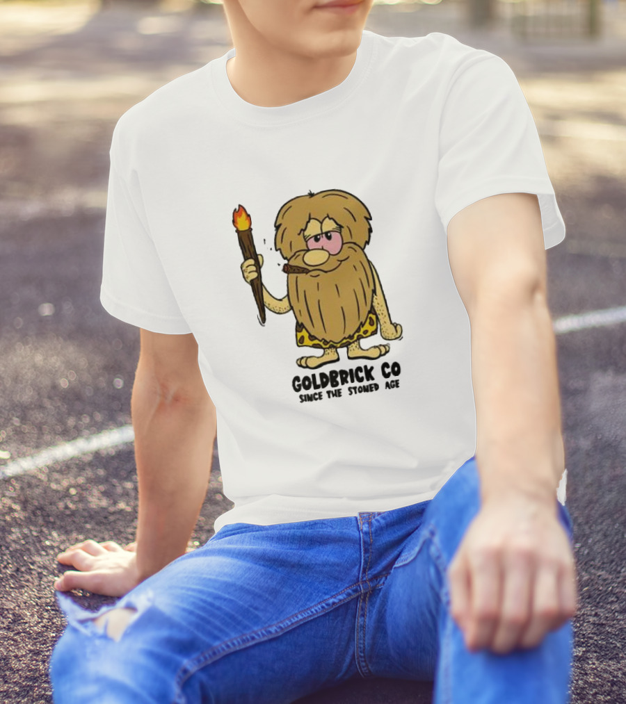 Goldbrick Co Since The Stoned Age Caveman With Torch And Cigar T-Shirt