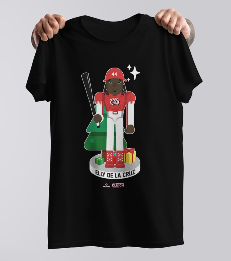 Elly De La Cruz MLBPA Nutcracker Cincinnati Reds MLB Christmas Festive Holiday Clutch Baseball Player Image T-Shirt