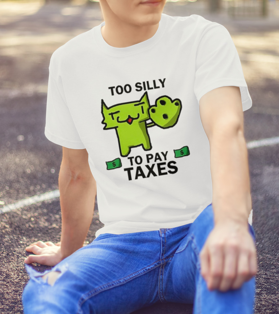 Too Silly To Pay Taxes Funny Cat With Money Paws T-Shirt