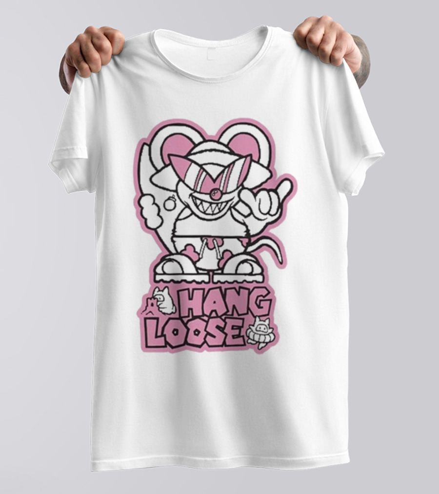 Hang Loose Mouse Art With Sunglasses And Surfboard T-Shirt