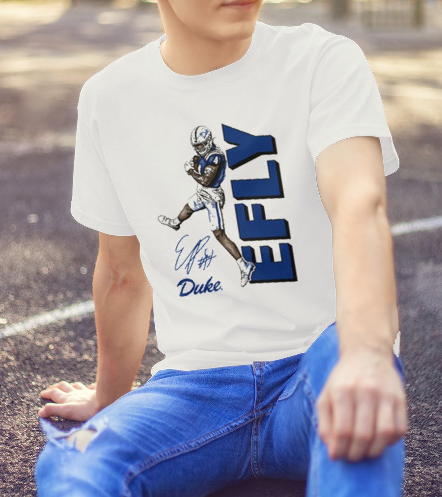 Eli Pancol #4 Duke Blue Devils EFLY Football Signature T-Shirt