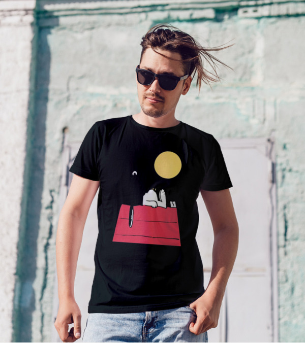 Snoopy Solar Eclipse Peanuts Doghouse Moon Charlie Brown T-Shirt