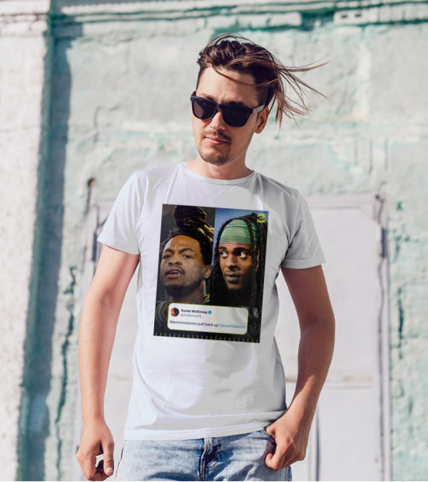 Grid Iron Xavier McKinney Mannnnnnnnnn Pull Back Up Green Bay Packers Davante Adams T-Shirt