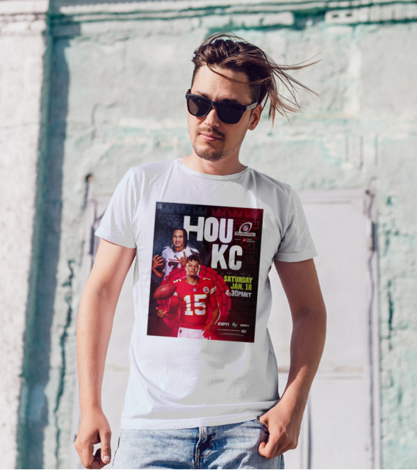 Houston Texans Vs Kansas City Chiefs NFL Divisional Round Playoffs HOU KC Saturday Jan 18 2025 4:30PM ET ESPN ABC ESPN+ NFL Network T-Shirt