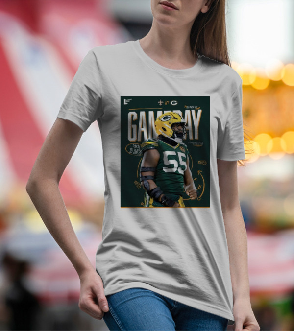 Kingsley Enagbare New Orleans Saints At Green Bay Packers Gameday Lambeau Field Pack Go Back T-Shirt