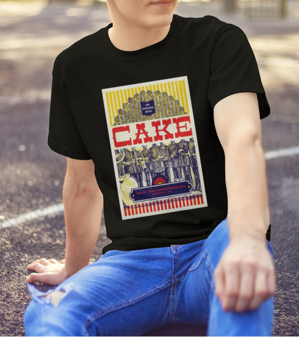 An Evening With Cake May 29 2025 Surly Brewing Festival Field Minneapolis MN Striped Sunburst With Soldiers And Animals T-Shirt