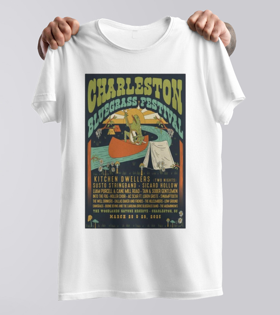 Charleston Bluegrass Festival March 28-29 2025 Kitchen Dwellers Susto Stringband Sacrad Hollow Nature Reserve Charleston SC T-Shirt