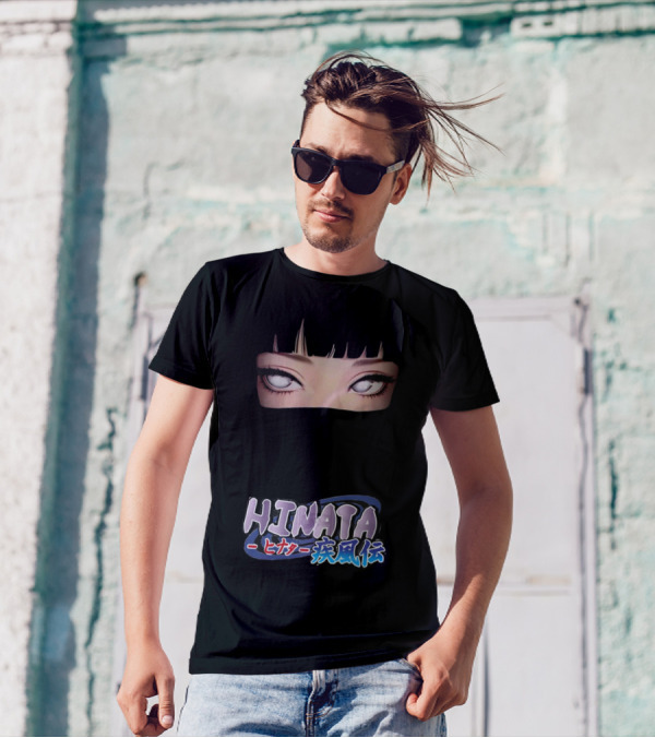 Hinata Hyuga Eyes Japanese Text Anime Style T-Shirt