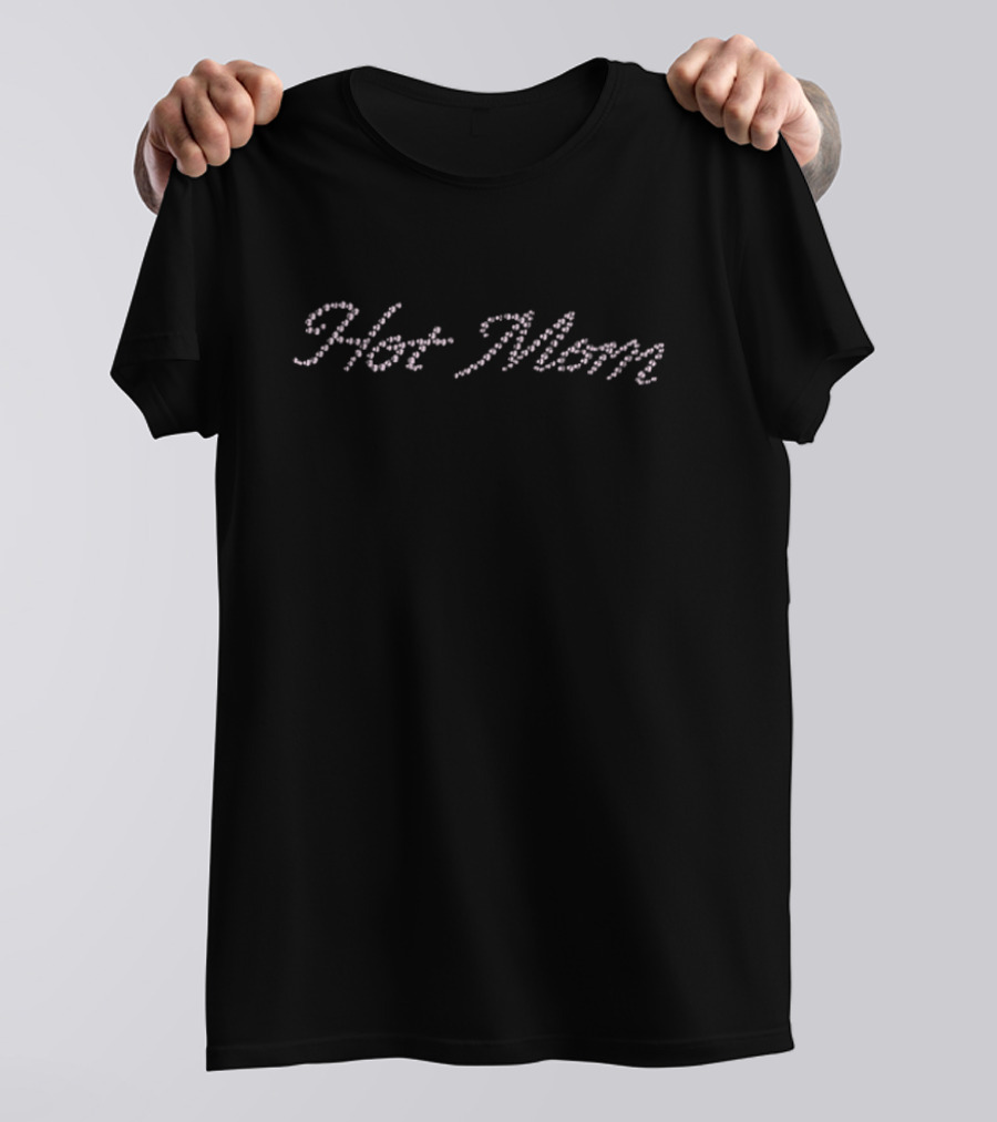 Hot Mom Pink Rhinestone Text Vintage Style T-Shirt