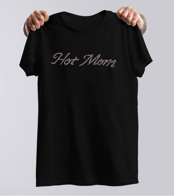 Hot Mom Pink Rhinestone Text Vintage Style T-Shirt